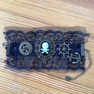 Gothic Steampunk Black Lace Bracelet